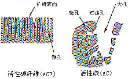 活性炭纖維和普通活性炭孔隙結構